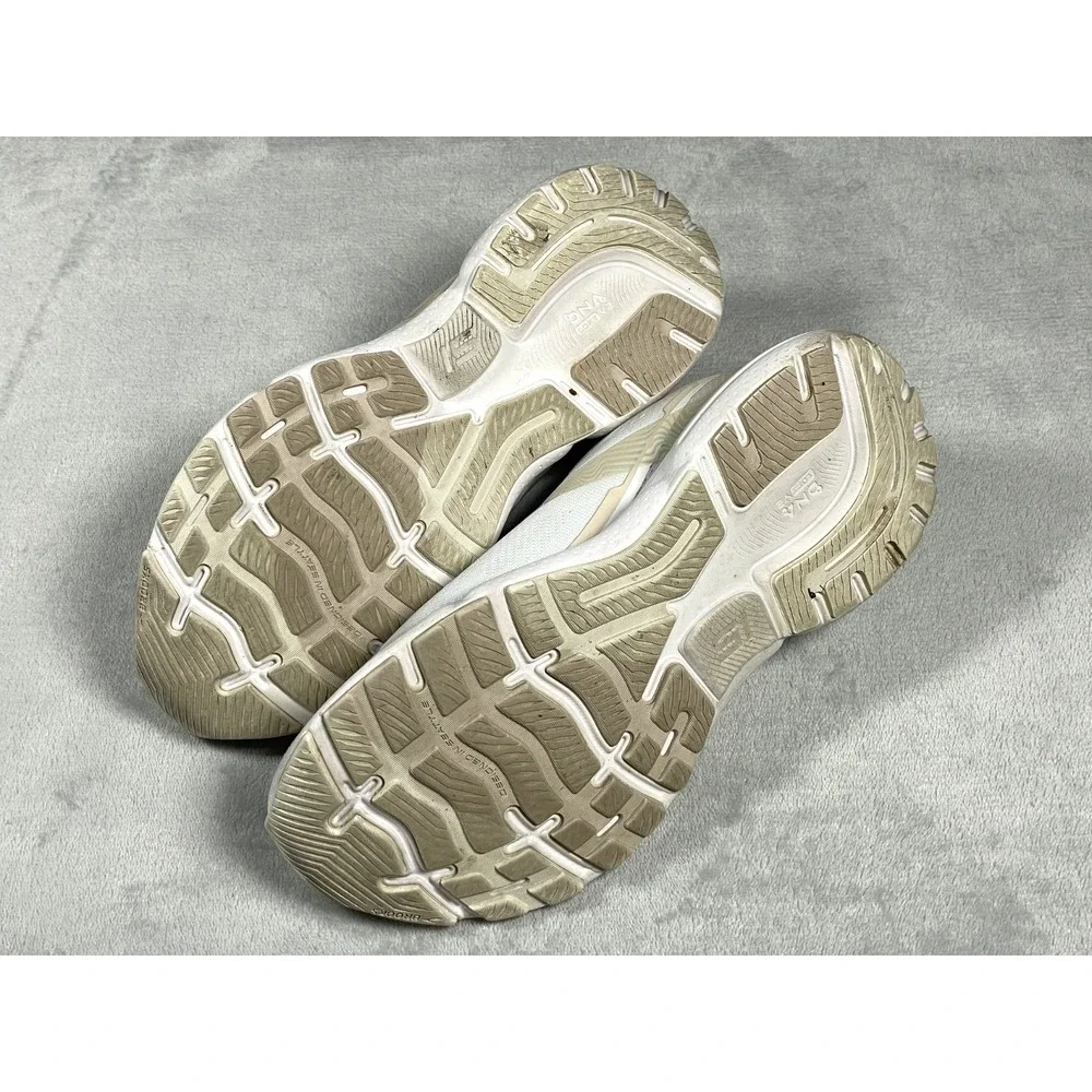 Brooks Ghost 15 Running Shoes Women's 9.5 White Cream Athletic Sneakers Mesh